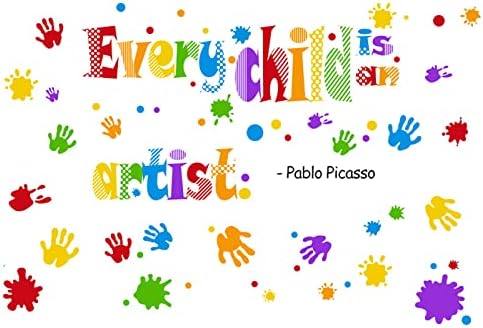 כל ילד הוא אמן קיר מדבקות מדבקות צבע ססגוניות קיר מדבקות מתיז כתמים נקודות וטביעת כף יד השראה ציטוטי