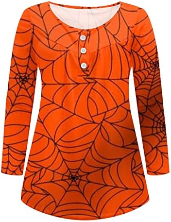נרהברג נשים מקרית טוניקת חולצות ללבוש עם חותלות ארוך שרוול הנלי חולצות עכביש אינטרנט הדפסת בוטון עד