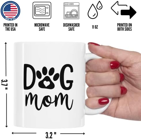 ספל קפה של אמא כלב עם הדפס כפות ולב 11 עוז