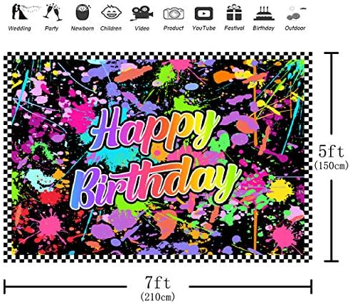 7 * 5 רגל צבע מתיז יום הולדת שמח רקע צבעוני ניאון זוהר ציור גרפיטי רטרו דיסקו היפ פופ צילום
