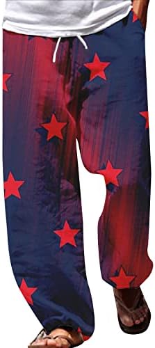מכנסיים קצרים לגברים גברים מזדמנים דגל אמריקאי מכנסיים פטריוטיים לגברים 4 ביולי מכנסי הרם היפי