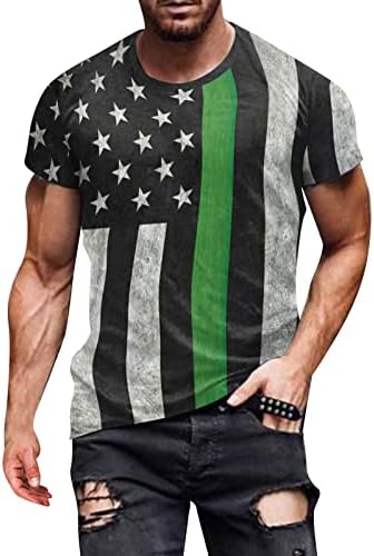 ZDFER שרוול קצר חולצות T לגברים יום העצמאות 3D הדפס דיגיטלי הדפס דיגיטלי רגיל כושר טיי חולצות