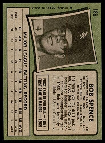 1971 Topps 186 בוב ספנס שיקגו ווייט סוקס NM White Sox