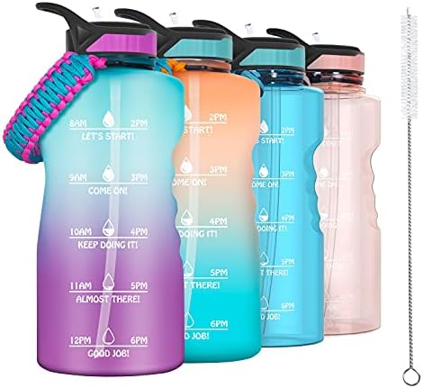 Akaso Half Gallon/64oz בקבוק מים מוטיבציוני עם קש קש וזמן, טריטאן BPA חינם כד מים עם מדידות כדי להבטיח