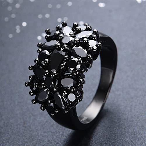 פרח שחור פרח קריסטל טבעת סגלגל גודל 5 10 תכשיטים מתנה נשים ילדה יום הולדת