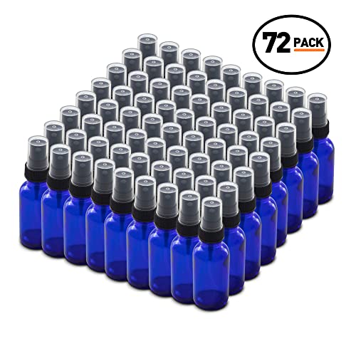 מחסן הבקבוקים 5 צבעים הועיל בתפזורת 72 מארז 1 עוז בקבוקי זכוכית כחולים קובלט עם תרסיס; כמות סיטונאית