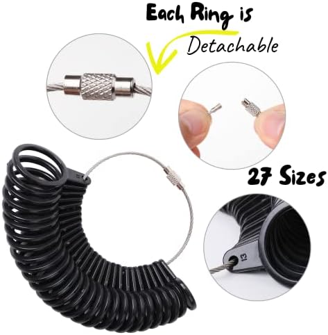 עט-טבעת סייזר מדידת כלי סט, טבעת סייזר מד &מגבר; פלסטיק טבעת שקד עם 1 ליטוש בד, טבעת סייזר, טבעת למדוד לאצבעות,