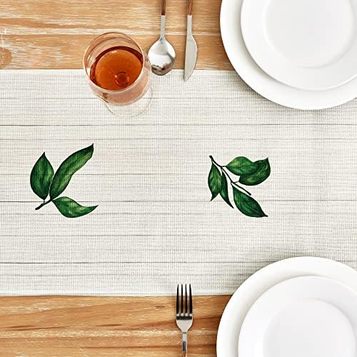 קיץ בית מתוק שולחן רץ לימון חווה שולחן רצי בז ' מלבן רץ עם ירוק עלים שולחן קישוט לאביב חג מטבח אוכל 13