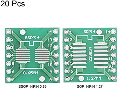 UXCELL SSOP 14PIN 0.65 / SOP 14PIN 1.27 לטבילה מתאם לוח PCB משטח משטח ממיר 20 יחידות