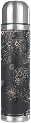 Blackboard Blackward Blackpher פרח צהוב ואקום מבודד בקבוקי תרמוס נירוסטה 16 oz, הוכחת דליפה לשימוש