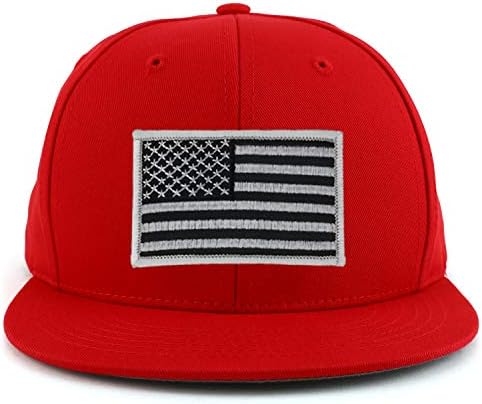 CRAMILCREW שחור אפור דגל אמריקאי דגל גודל נוער גודל FLATBILL SNAPBACB כובע בייסבול