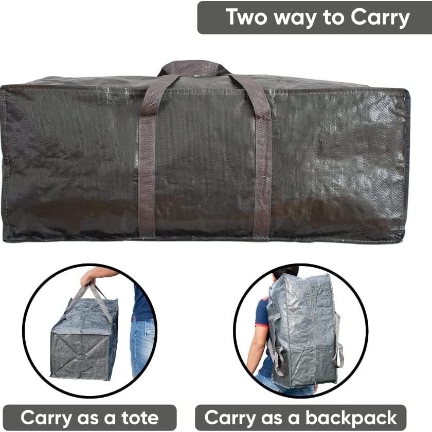 חבילה ביתית של Klickpick של 4- כבד לשימוש חוזר לתיקי אחסון אפורים גדולים במיוחד תיק כביסה תיק קניות טוטו טוטס