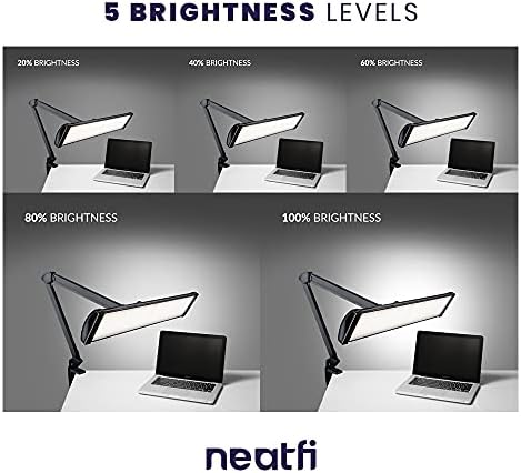 Neatfi Ultra 3,500 מנורת שולחן LED לומן, 45W, צל מתכת רוחב 26 אינץ ', 270 נוריות SMD