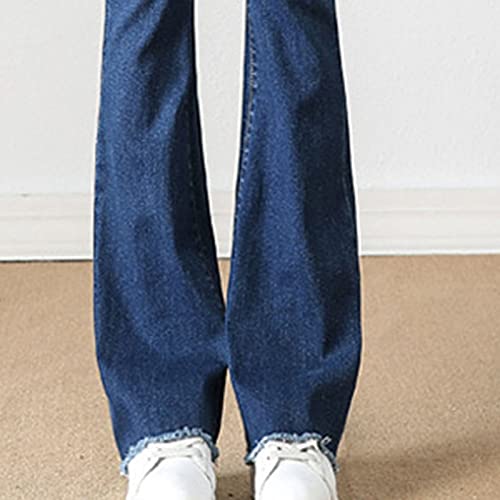 Maiyifu-GJ נשים רזה מתלקחות ג'ינס ג'ינס מותניים גבוהים 3 כפתור פעמון מכנסי ג'ינס ג 'יינס מותניים אלסטיים רזים