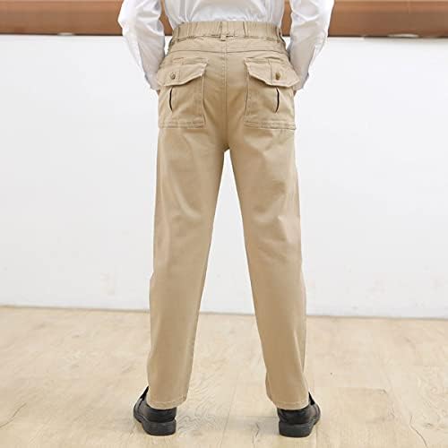 ילדים בנים צ ' ינו מכנסיים מקרית אלסטי מותניים מתגנדר אחיד מכנסיים גודל 4-15 שנים
