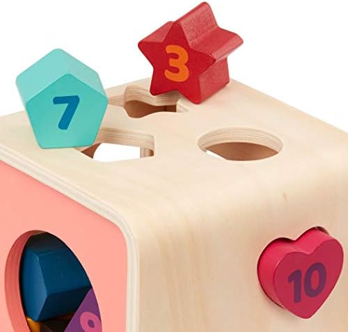 בטאט-סדרן צורה לפעוטות, ילדים - קוביית למידה מעץ-צעצוע מיון-10 צורות עץ צבעוניות עם מספרים-ספירת & מגבר;