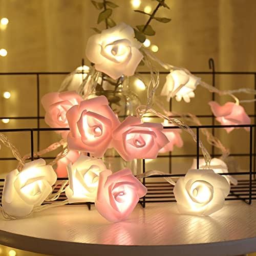יום האהבה אורות מיתר ורדים 9.8ft 20 סוללת LED מופעלת אורות פרחי ורד נורות LED פיות רומנטיות מנורה אור פנסי