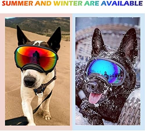 משקפי שמש גדולים עם כלבים עם רצועה מתכווננת הגנה על UV, משקפי שמש של כלבים בניצחון, מתאימים לכוסות חיית