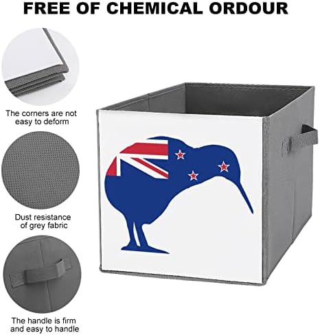דגל ניו זילנד קיווי קיווי לאחסון בד מתקפל בארגן קובס קופסאות מתקפלות עם ידיות