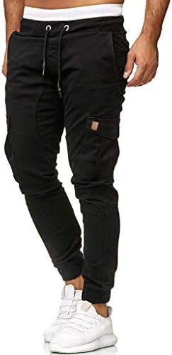 מכנסי GDJGTA לגברים מכנסי טרנינג בצבע אחיד מכנסיים מכנסיים אלסטיים מזדמנים ספורט ספורט מרובי כיסים מכנסיים