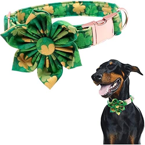 צווארון כלבים HFDGDFK עם פרח פרח פרח ירוק סנט פטריקס יום צווארון כלבים צווארון עמיד לצווארון קטן בינוני גדול