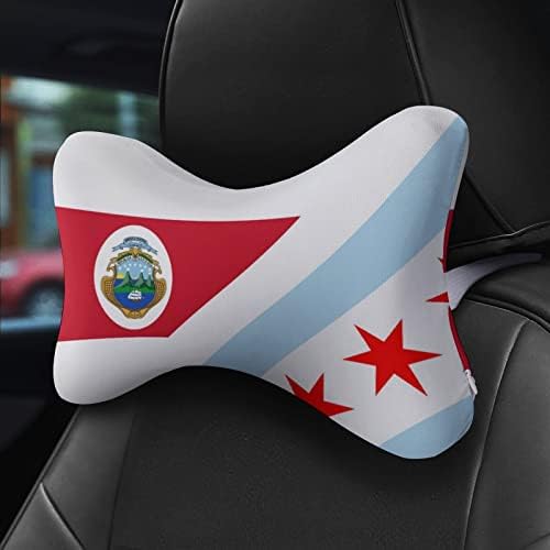 קוסטה ריקה שיקגו דגל מכונית כרית צוואר של 2 כרית כריות ראש רכב בצורת עצם כרית כרית לטיול דקורטיבית מכונית נסיעה