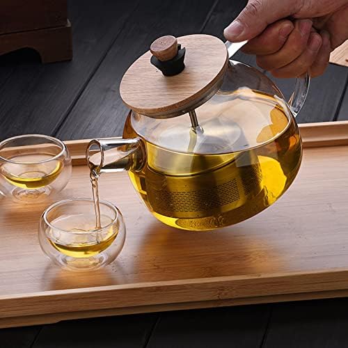 Winomo Tea Kettle Kettle Glass Comet עם Infuser נשלף, קומקום תה בטוח, יצרנית תה פרוח ועלים רופפת 1000 מל וינטג