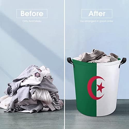 אלג ' יריה דגל סל כביסה מתקפל כביסת בגדי שקית אחסון סל עם ידיות עבור בית מלון