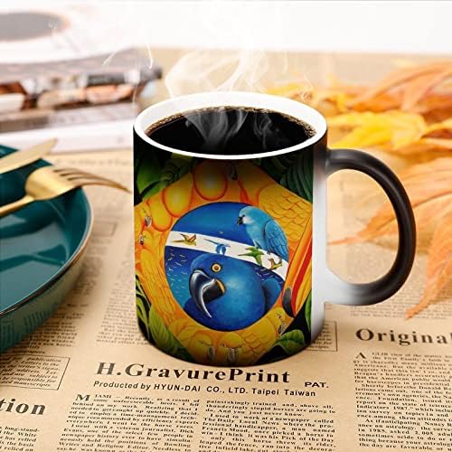 תוכי אמנות ברזיל דגל יצירתי שינוי צבע קרמיקה קפה כוס חום שינוי ספל מצחיק עבור בית משרד