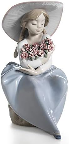 Lladró פסלון זר ריחני. נערת חרסינה עם פרחים דמות.