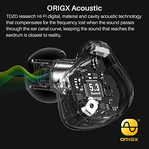 Tozo Crystal Buds Bluetooth 5.3 אוזניות סטריאו אלחוטיות אמיתיות שחורות וטוזו W1 מטען אלחוטי שחור