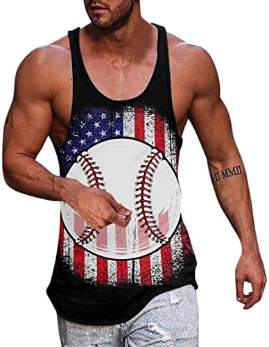 דגל בייסבול קיץ זכר גופיות מודפסות גופיות עוצב צוואר צוואר עגול ללא שרוולים חולצות חולצות לגברים