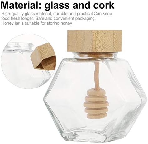 עשוי באיכות גבוהה עץ וזכוכית חומר לשימוש לאורך זמן. זכוכית דבש סיר צנצנת עם דבש מצקת לבית מטבח זכוכית
