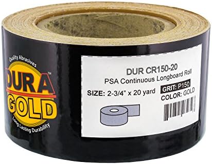 Dura -Gold Premium 150 Grit Gold Gold PSA נייר זכוכית לונגבורד 20 חצר ארוכה רול רציף & Dura -Gold -