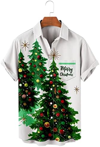 כפתור דסודן לחג המולד כפתור מטה חולצות שרוול קצר, חולצת באולינג גרפי של חג המולד מצחיק חולצה מעצבת מסיבות