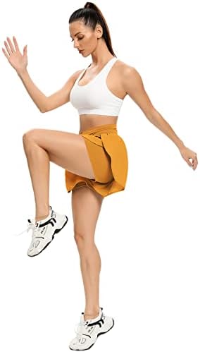 Quccefods נשים מכנסיים קצרים של אימון המותניים עם כיס עם מכנסיים אתלטי יבש מהיר של מכנסיים קצרים אלסטיים