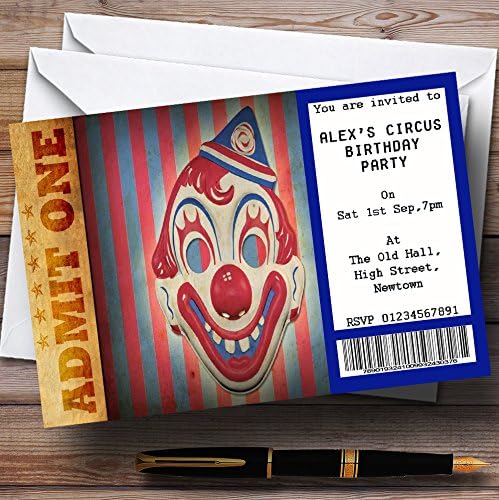 נושא כרטיסי ליצן קרקס מזויף הזמנות למסיבת יום הולדת מותאמת אישית