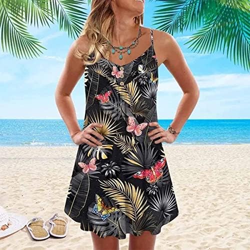 נשים של קיץ פרחוני חוף שמלות מקרית צווארון שרוולים ספגטי רצועות שמלה קיצית טוניקת קפלים נדנדה כפתורי מיני שמלה