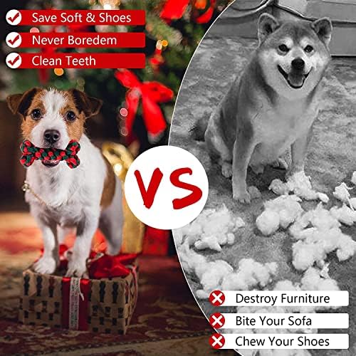צעצועי לחידת חיית מחמד לחג המולד צעצועים לחבל כלבים עבור קנה ממתקים לעיסה אגרסיבי וצורת עצם מתאימים