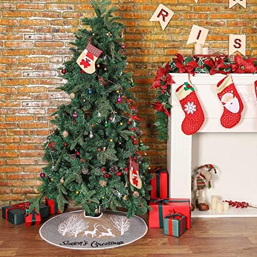חצאית עץ חג המולד מרחק, מחצלת עץ מכסף נצנצים בגודל 30 אינץ