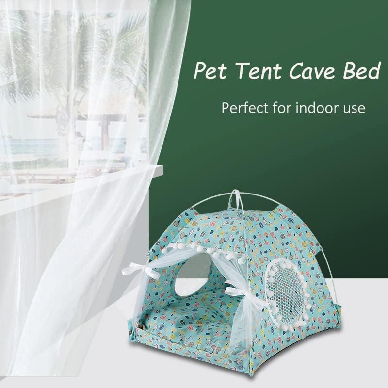 ZLXDP מחמד כלב אוהל בית פרחים הדפסים סגולים מיטת אוהל מיטת אוהל מקורה מתקפל מקפלת ניידת נעימה קיטי