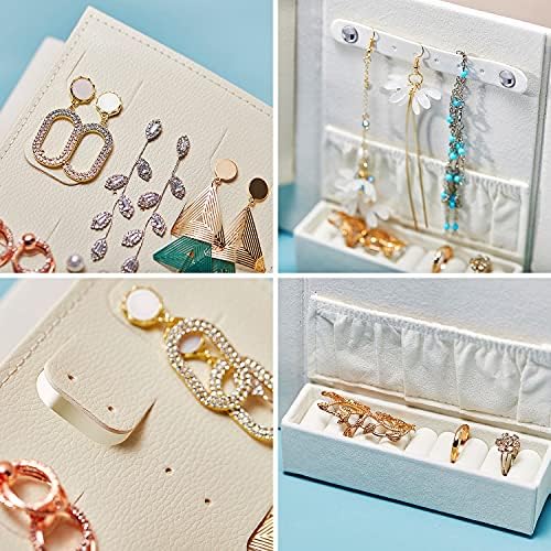 קופסת תכשיטים של CBCYBER עם מארגן תכשיטים למראה לצמידי טבעות עגילי שרשראות קטיפה פנים אלגנטית וקלאסית