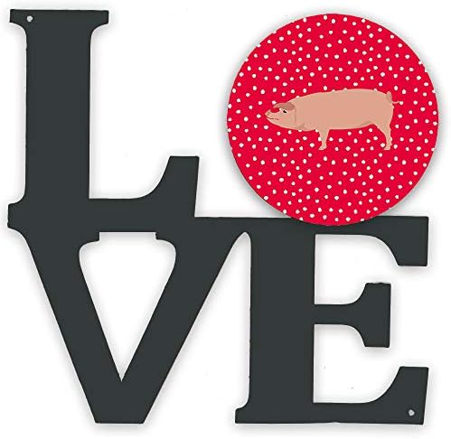 אוצרות קרולין5359וולב אמריקאי לנדראס חזיר אהבה מתכת קיר יצירות אמנות אהבה, אדום,