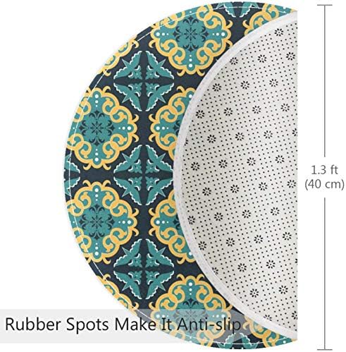 דפוס פרחוני ירוק של Heoeh, שפשפת שטיחי שטיחי שטיחים בגודל 15.7 אינץ