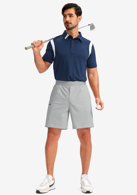 מכנסיים קצרים בגולף של Viodia גברים עם 5 כיסים מותניים אלסטיים יבש מכנסי מתיחה קצרים לגברים המטיילים באתלטיקה מזדמנת