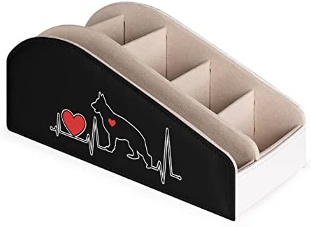 רועה גרמנית פעימות לב שלט רחוק מחזיק עם 6 תאים עור מפוצל שולחן מארגן שולחן תיבת אחסון לבית משרד