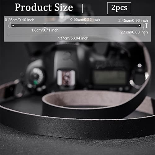 אוליקראפט 55 שחור עור צוואר דק מצלמה רצועת עור מפוצל מצלמה כתף רצועות עם ברזל מציאת עבור ראי מצלמה,