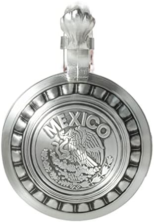 אייקון מתכת מקסיקו סמל גליף עתיק עיצוב אצטק בירה זכוכית סטיין עם מכסה מתכת ומעלית אגודל