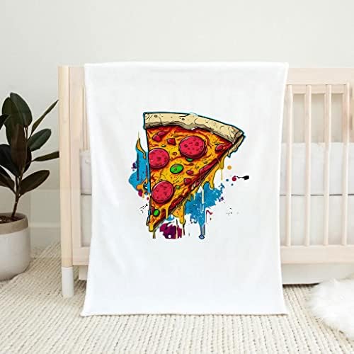 שמיכת פיצה הדפסת פיצה תינוקת - שמיכת תינוק רב -צבעונית - שמיכת תינוק גרפית