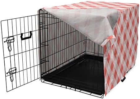 אמבסון קורל כלב ארגז כיסוי, בציר סגנון אמנות גיאומטרי פסיפס אלכסוני פרקטל ישן טרטן מוטיב תמונה